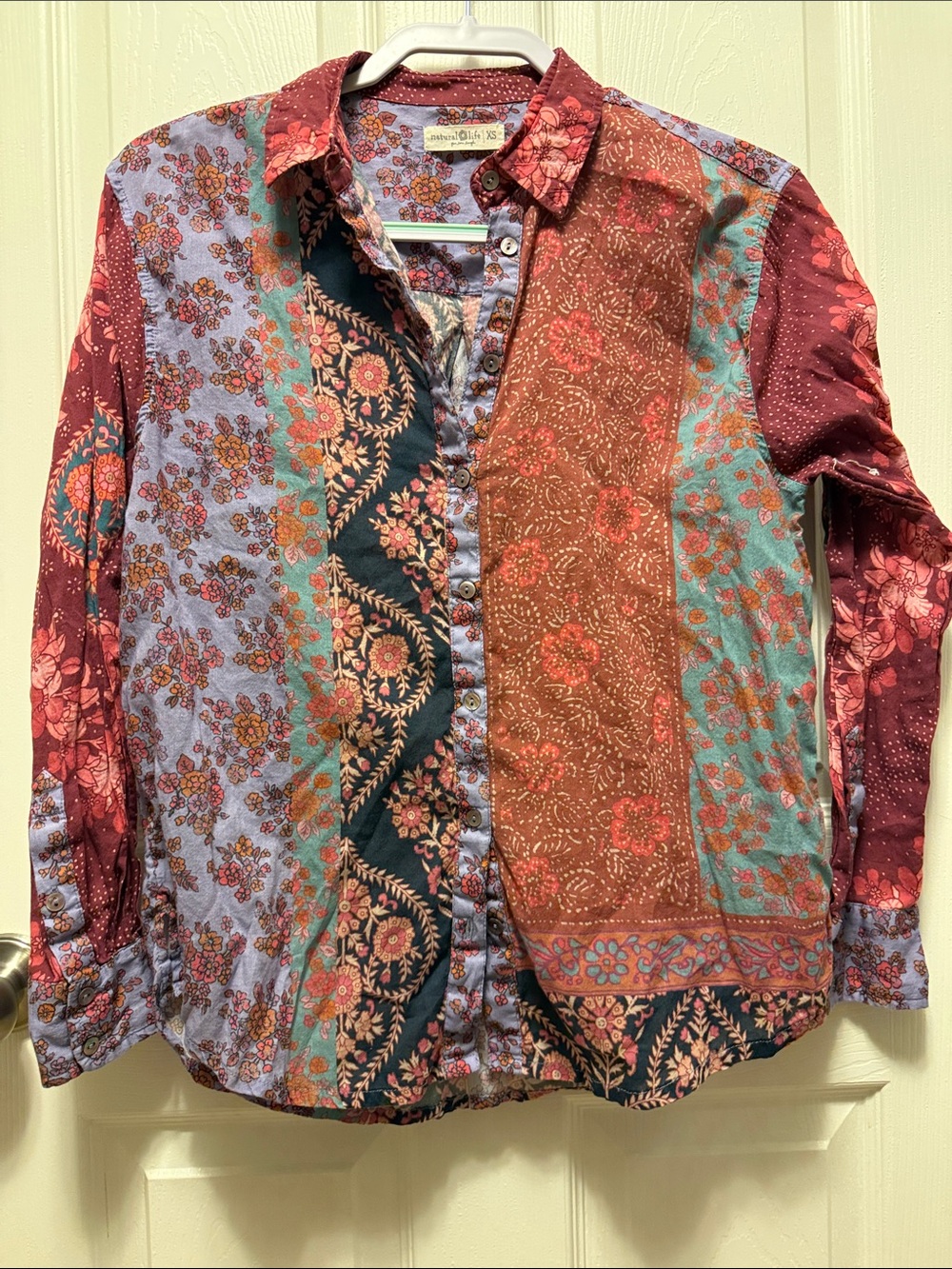 NATURAL LIFE Multicolor Patchwork Button-Down Shirt - Picture 2 of 4